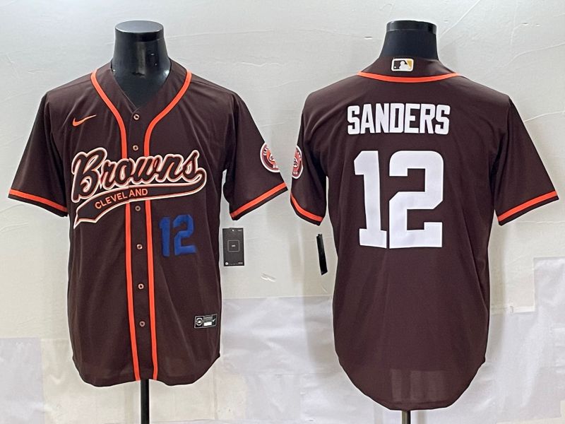 Men 2025 Cleveland Browns 12 Sanders Brown Joint Name Nike Limited NFL Jersey style 3